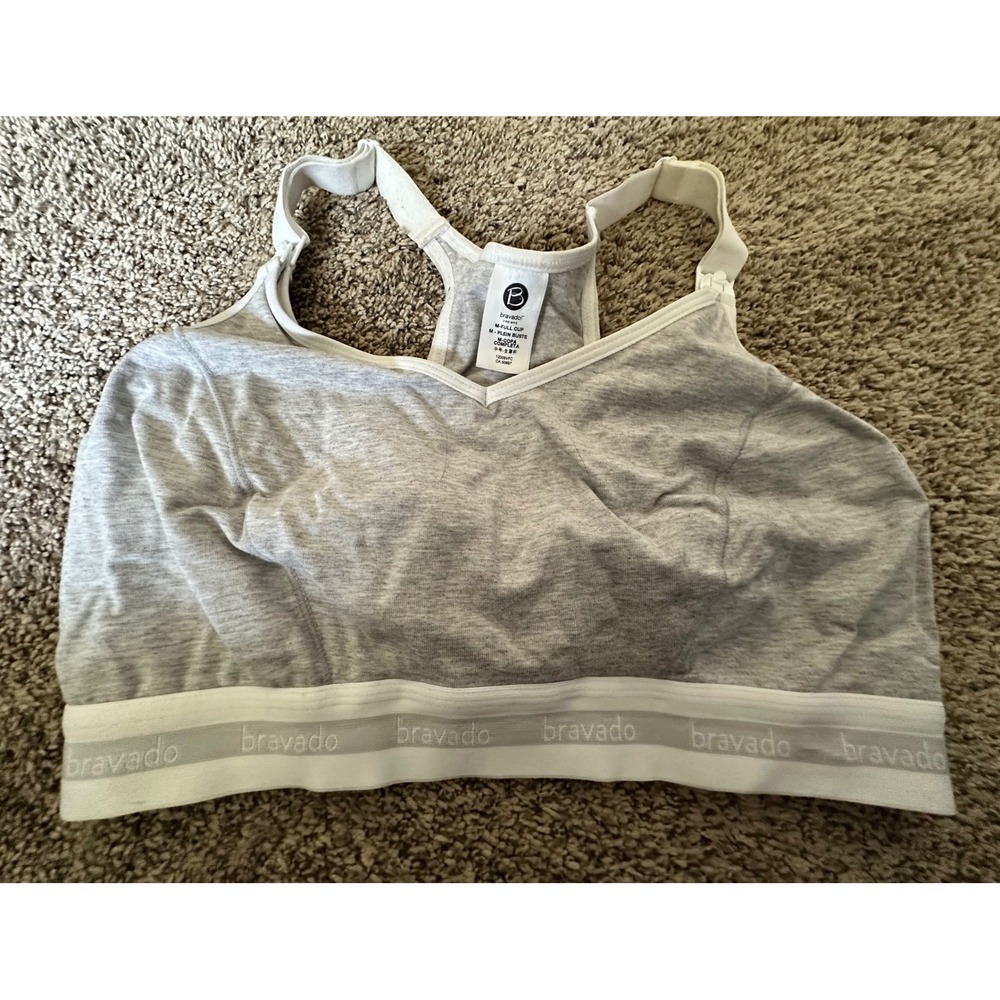 Vintage Bravado Designs Body Silk Seamless Nursing Bra Gray Medium Full Cup